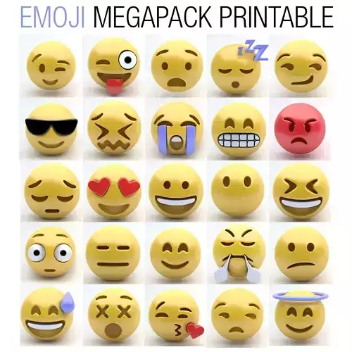 EMOJI PACK PRINTABLE Low-poly 3D model