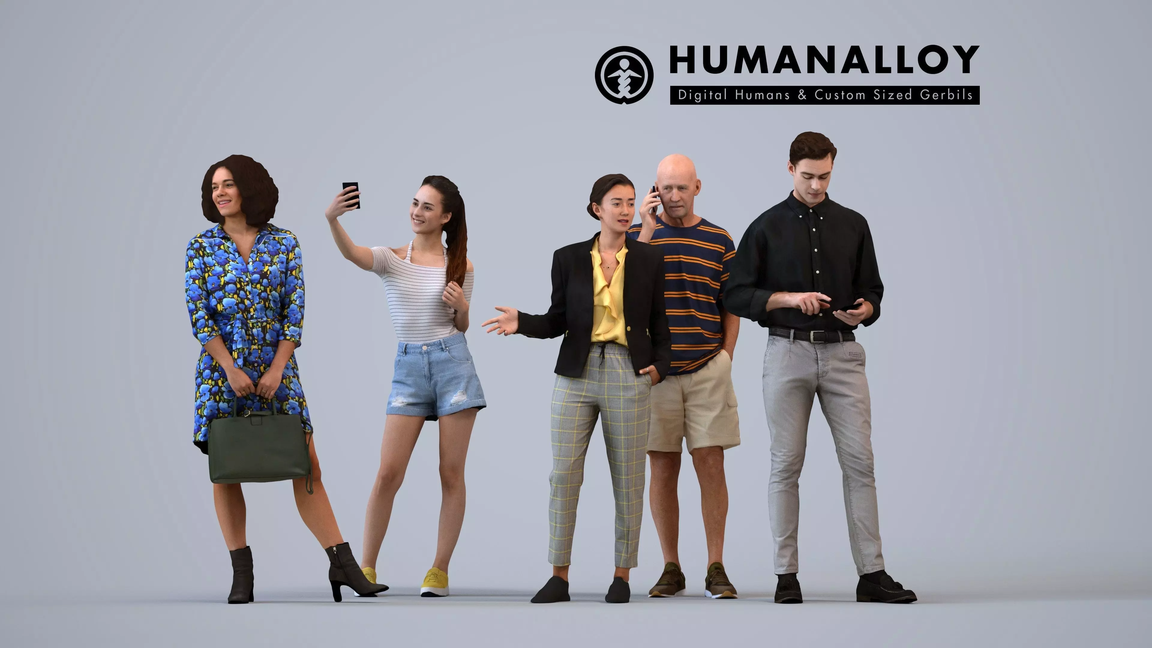 Basics0686 - A set containing 5 models of male and female 3D model