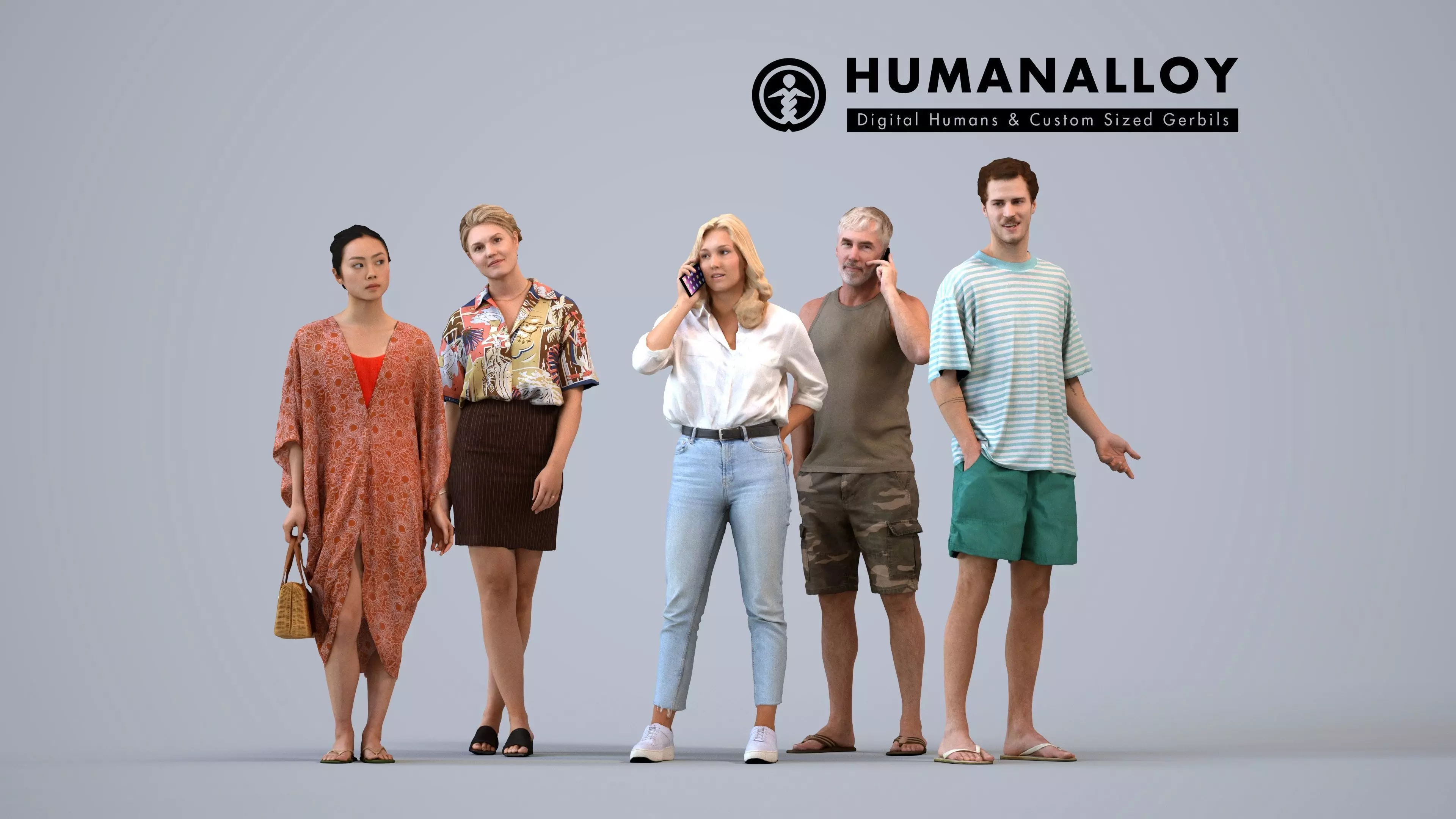 Basics0705 - A set containing 5 models of male and female 3D model