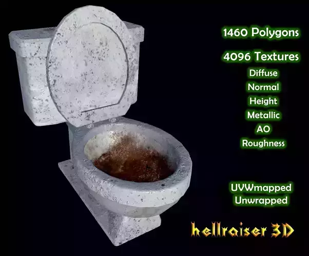 Toilet - PBR - Dirty Textured Low-poly 3D model