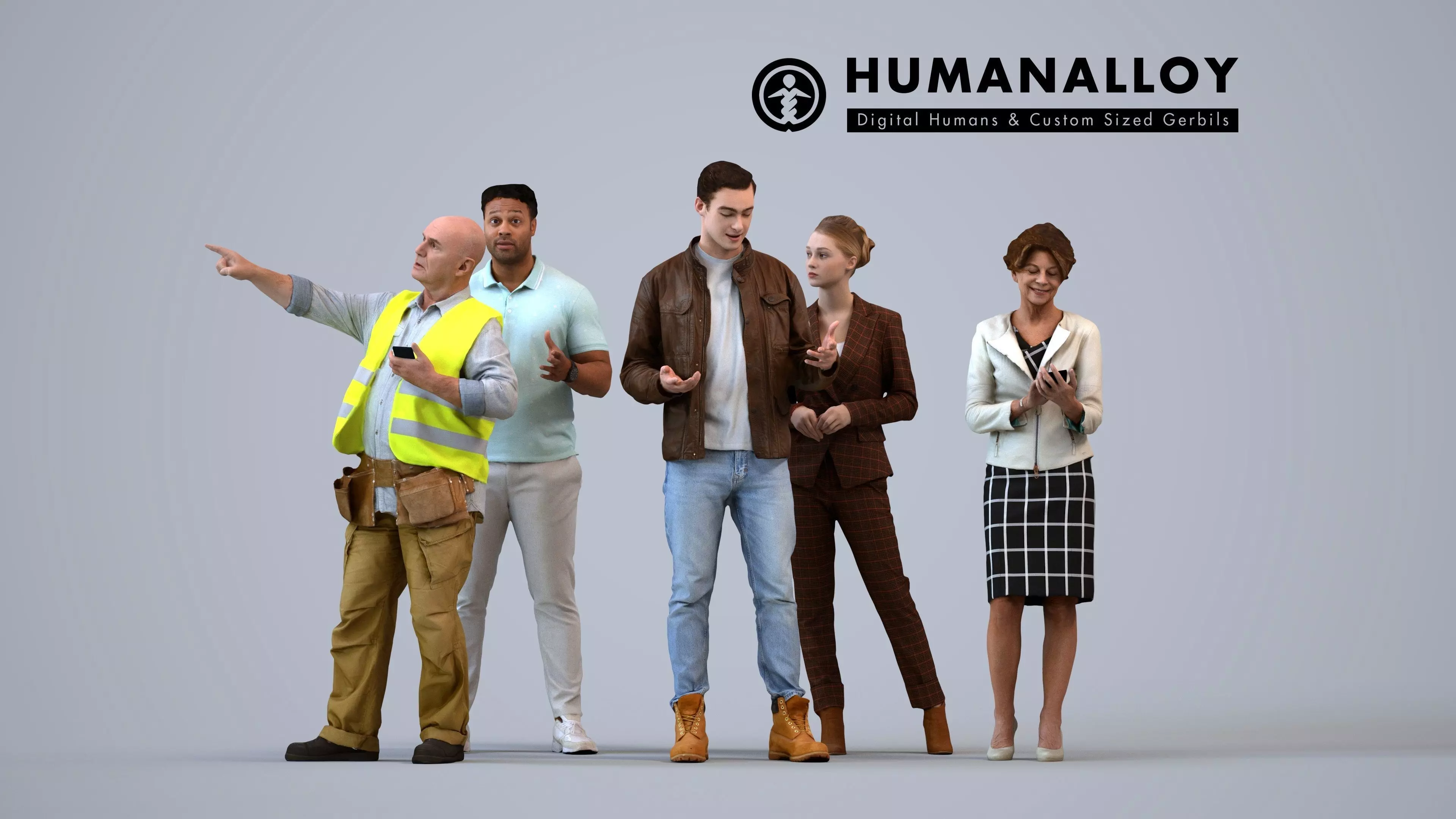 Basics0746 - A set containing 5 models of male and female 3D model