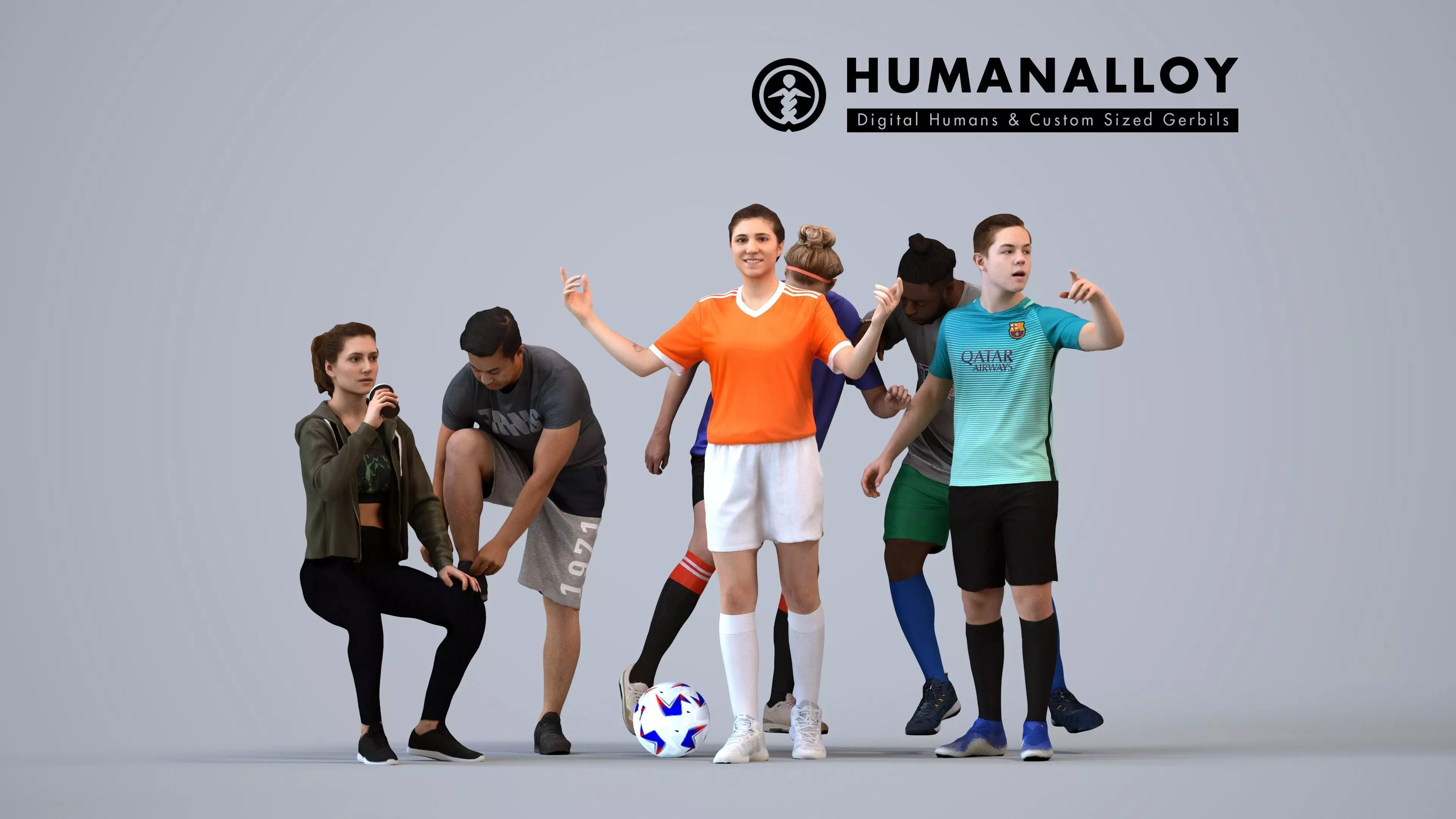 Basics0787 - A set containing 5 models of male and female 3D model