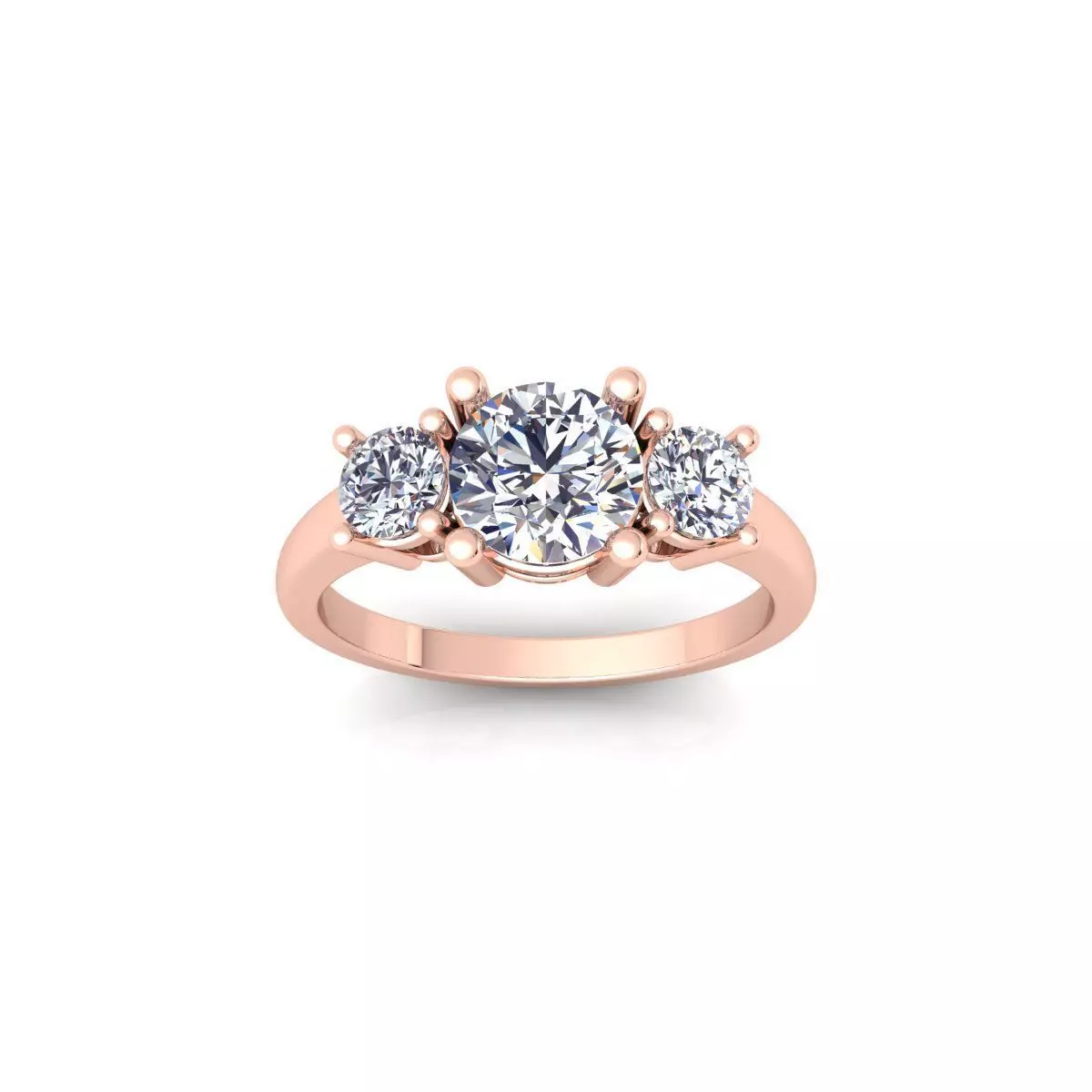 3 Round Stone Diamond Ring 3d Model and Render 3D print model