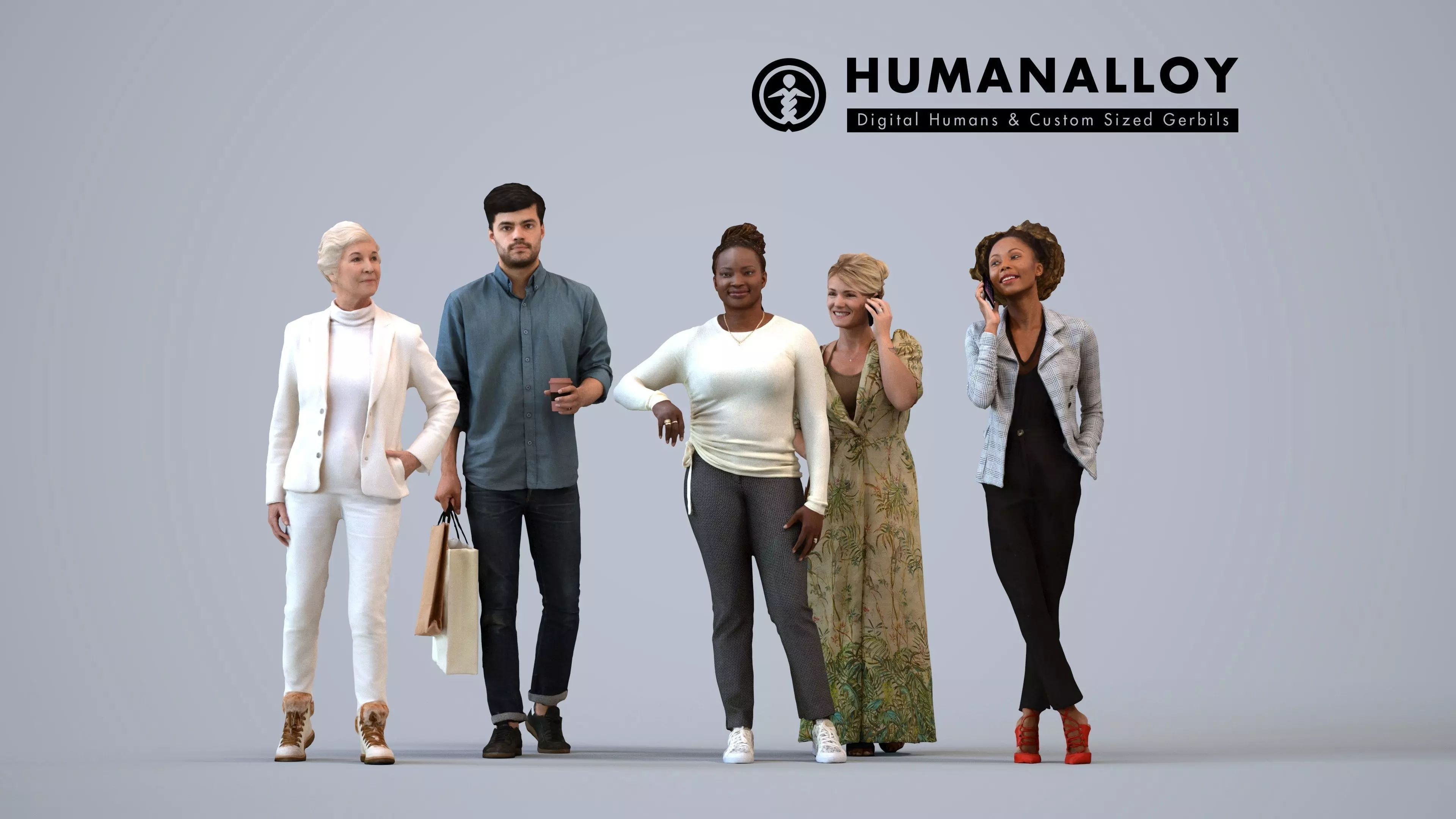 Basics0803 - A set containing 5 models of male and female 3D model