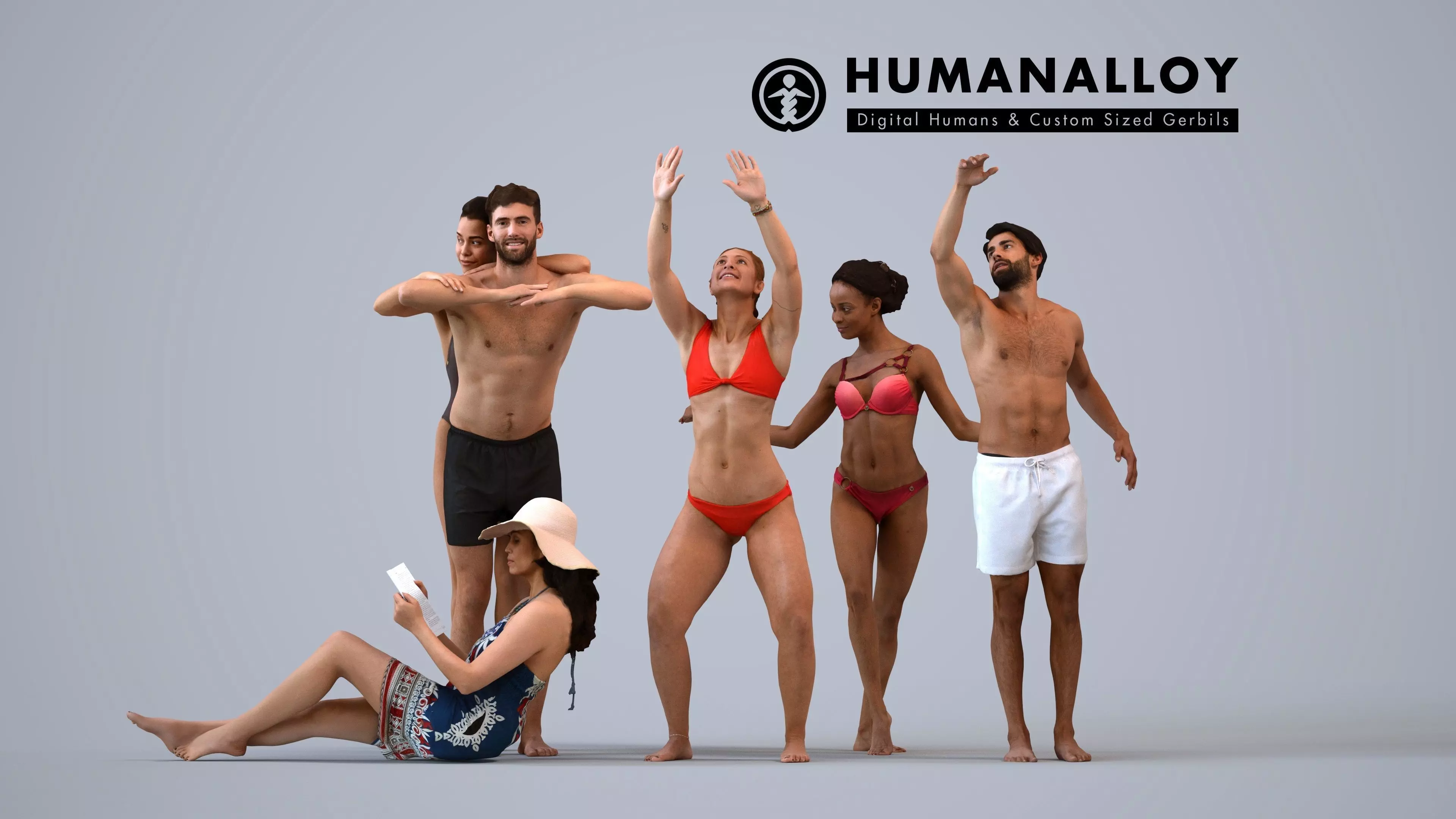 Basics0805 - A set containing 5 models of male and female 3D model
