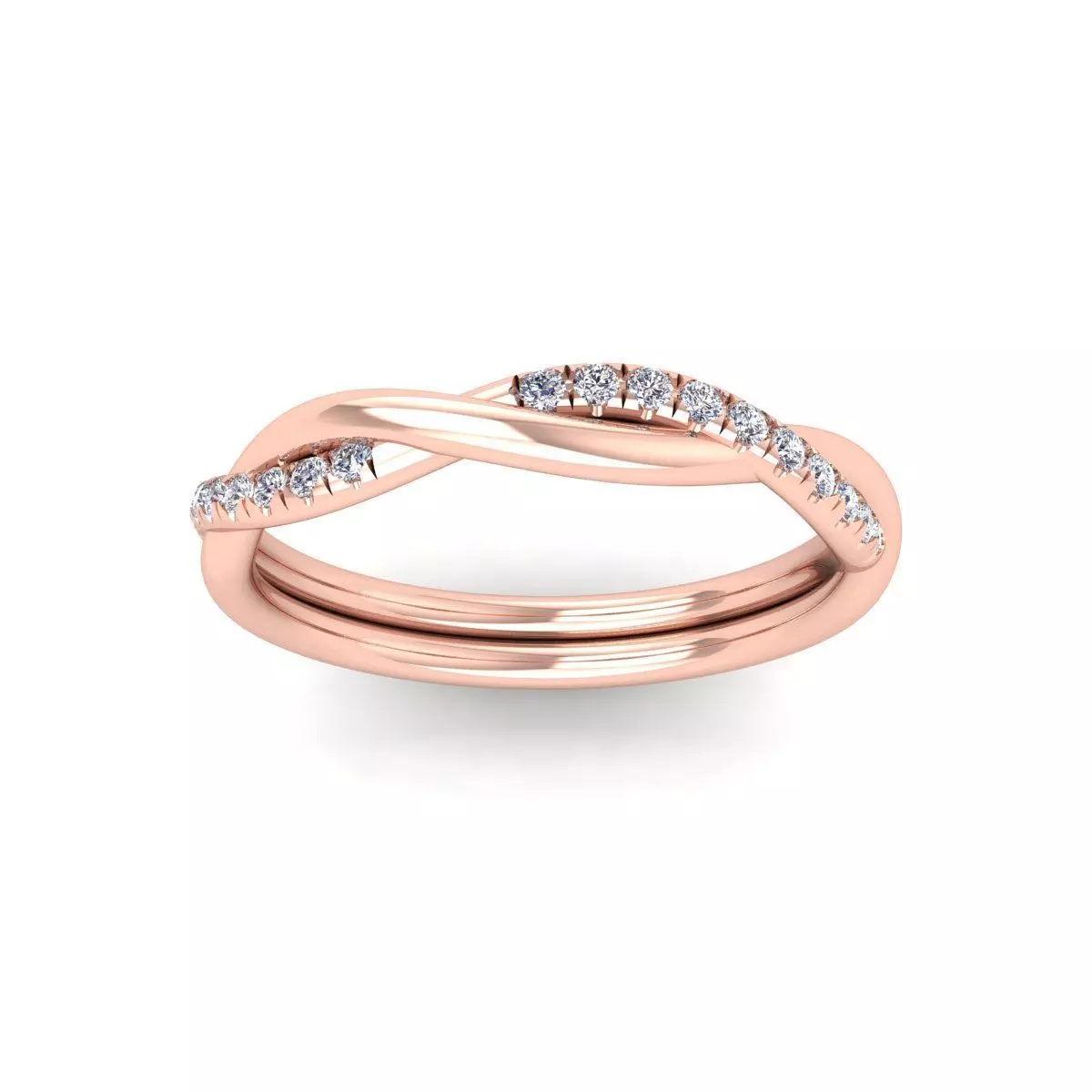 Twist Band Diamond Ring 3d Model and Render 3D print model