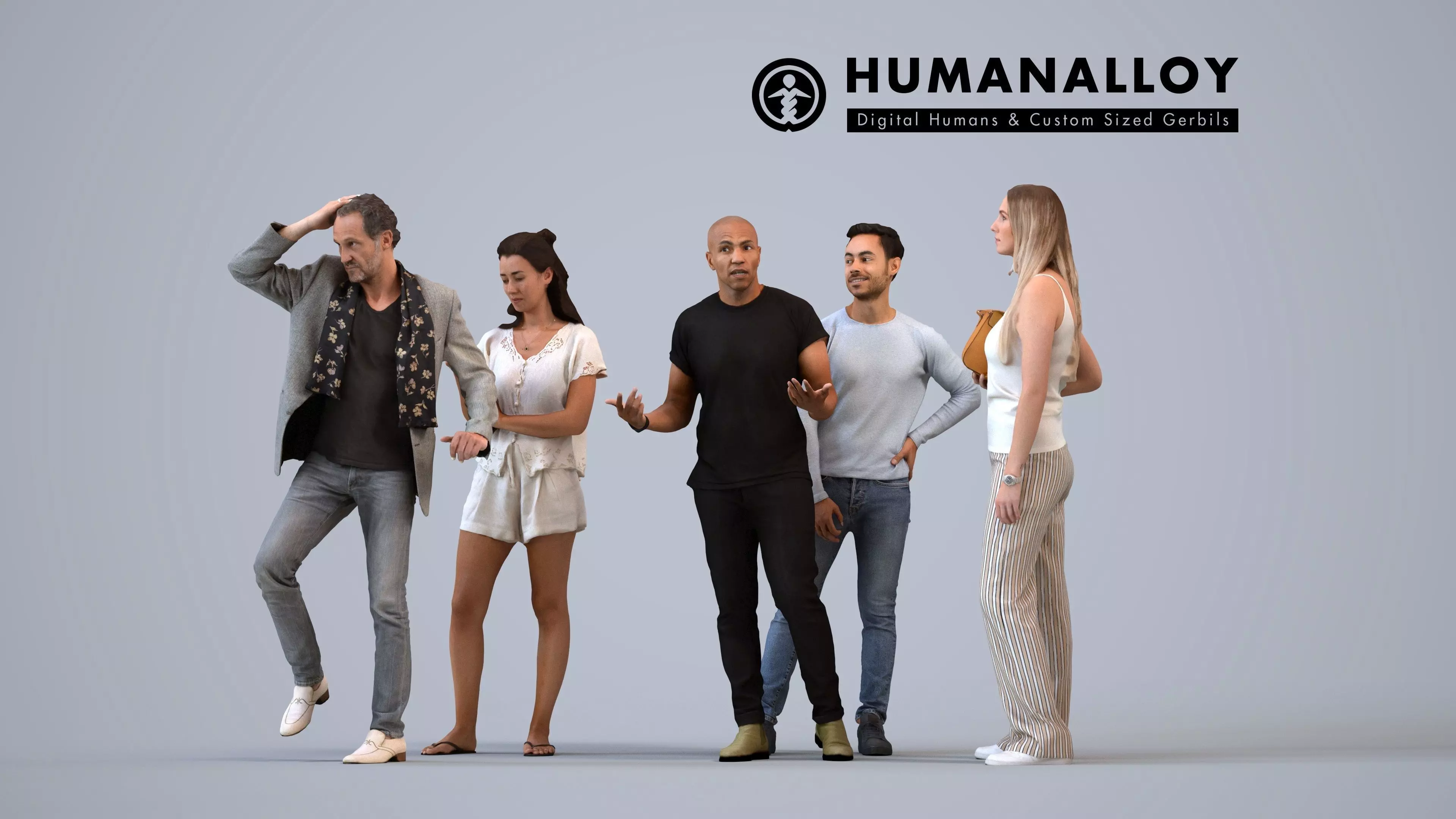 Basics0806 - A set containing 5 models of male and female 3D model