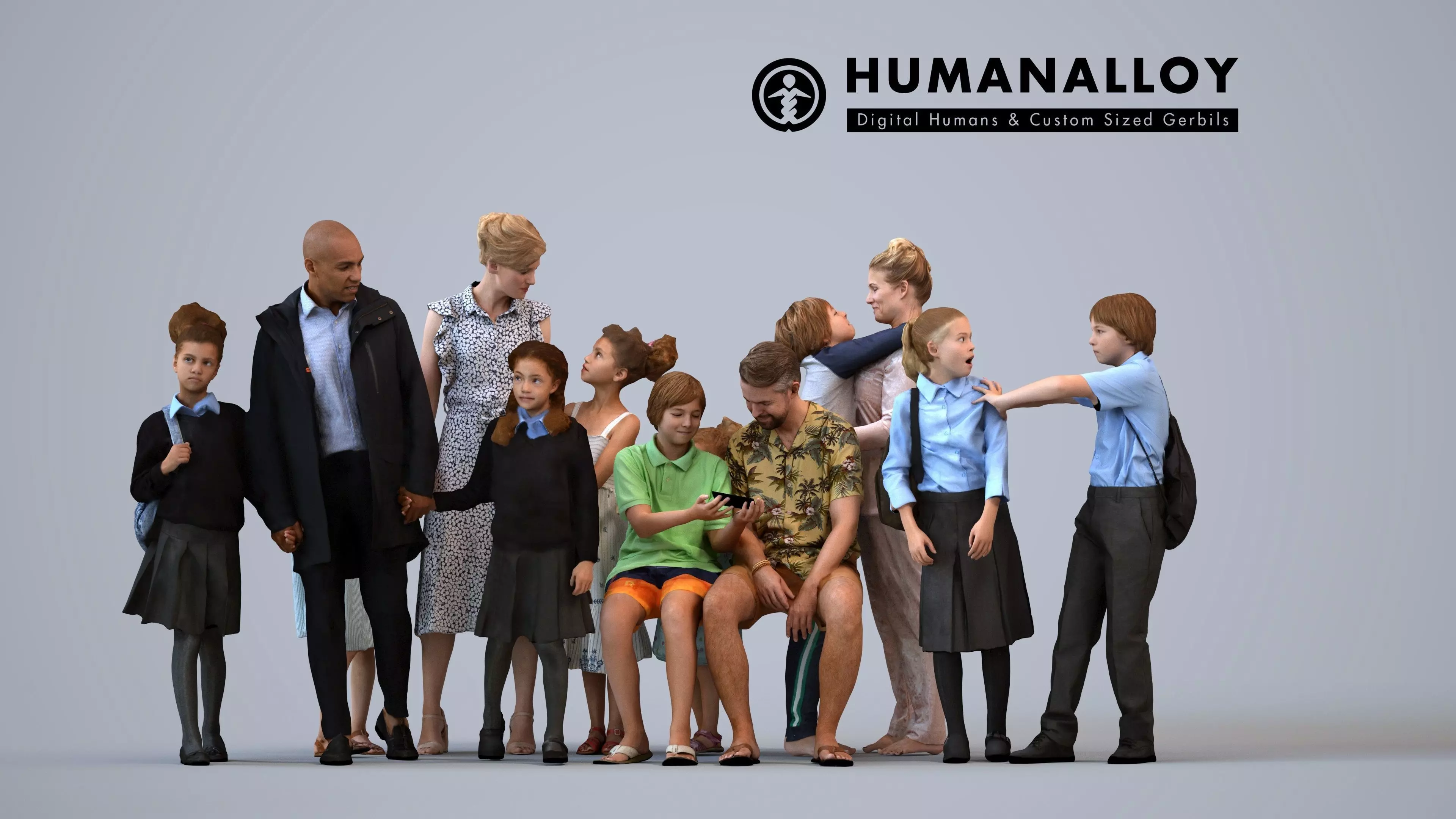 Basics0808 - A set containing 5 models of male and female teens 3D model