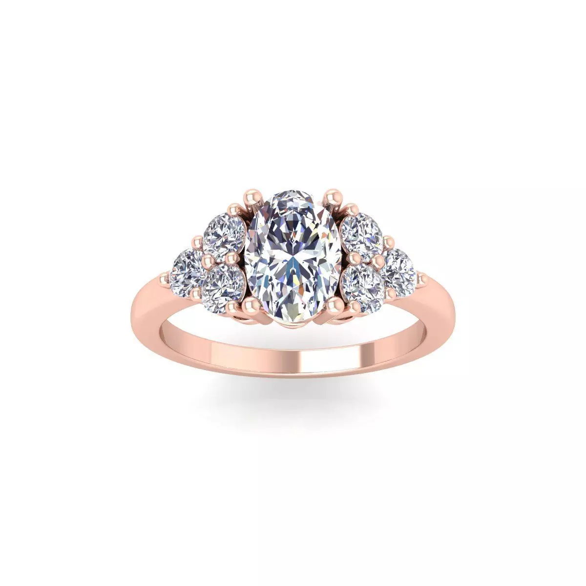 Oval Diamond Ring 3d Model and Render 3D print model