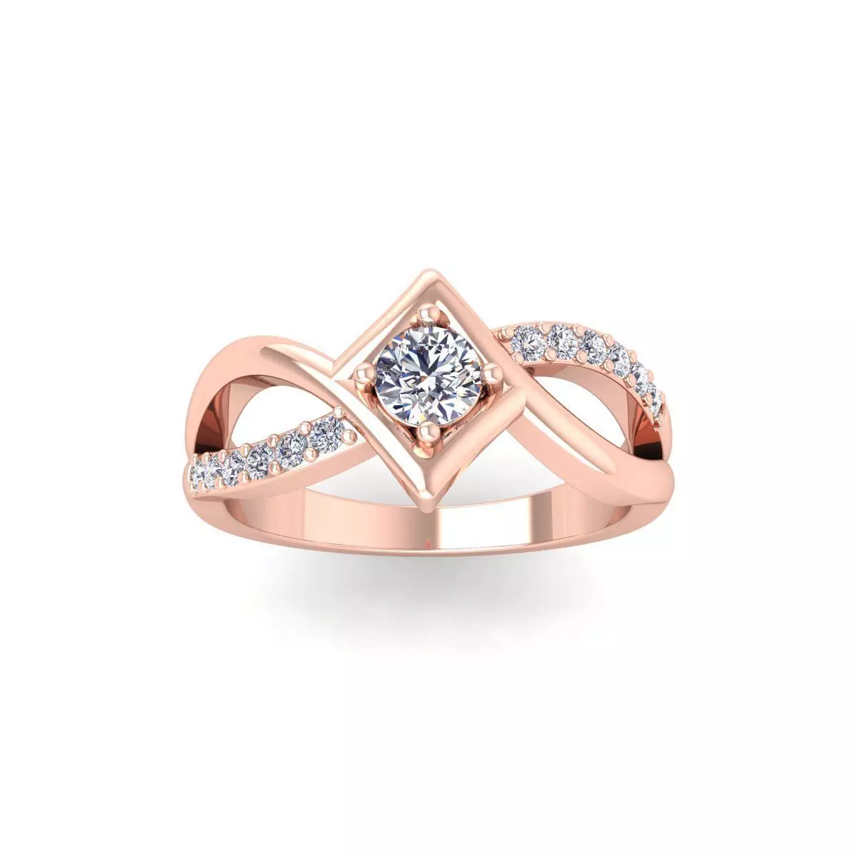 Fancy Diamond Ring 3d Model and Render 3D print model