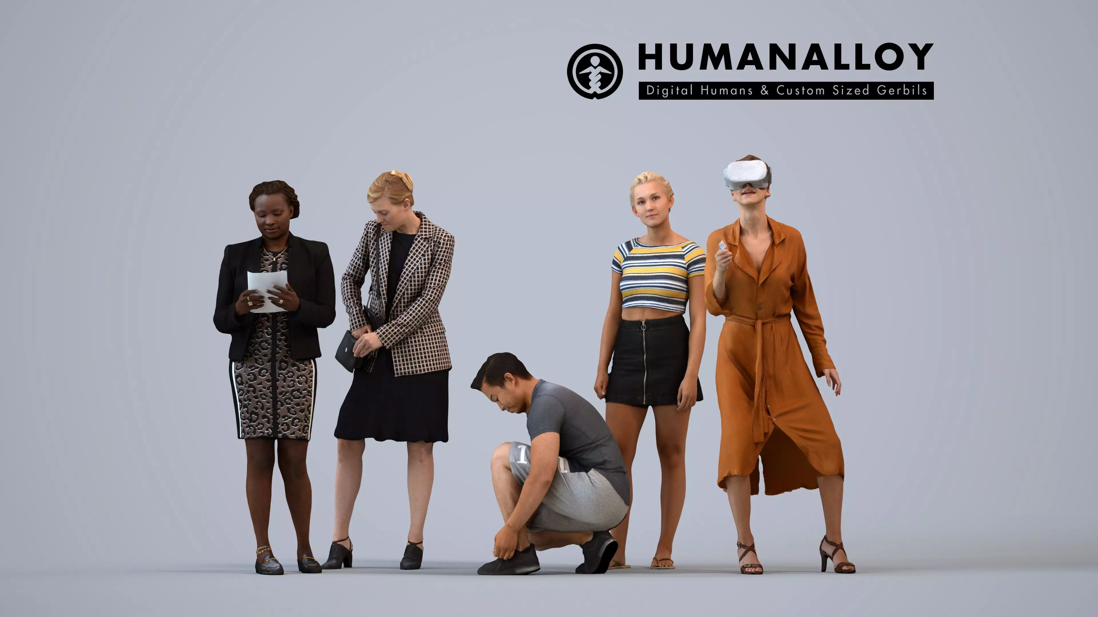 Basics0817 - A set containing 5 models of male and female 3D model