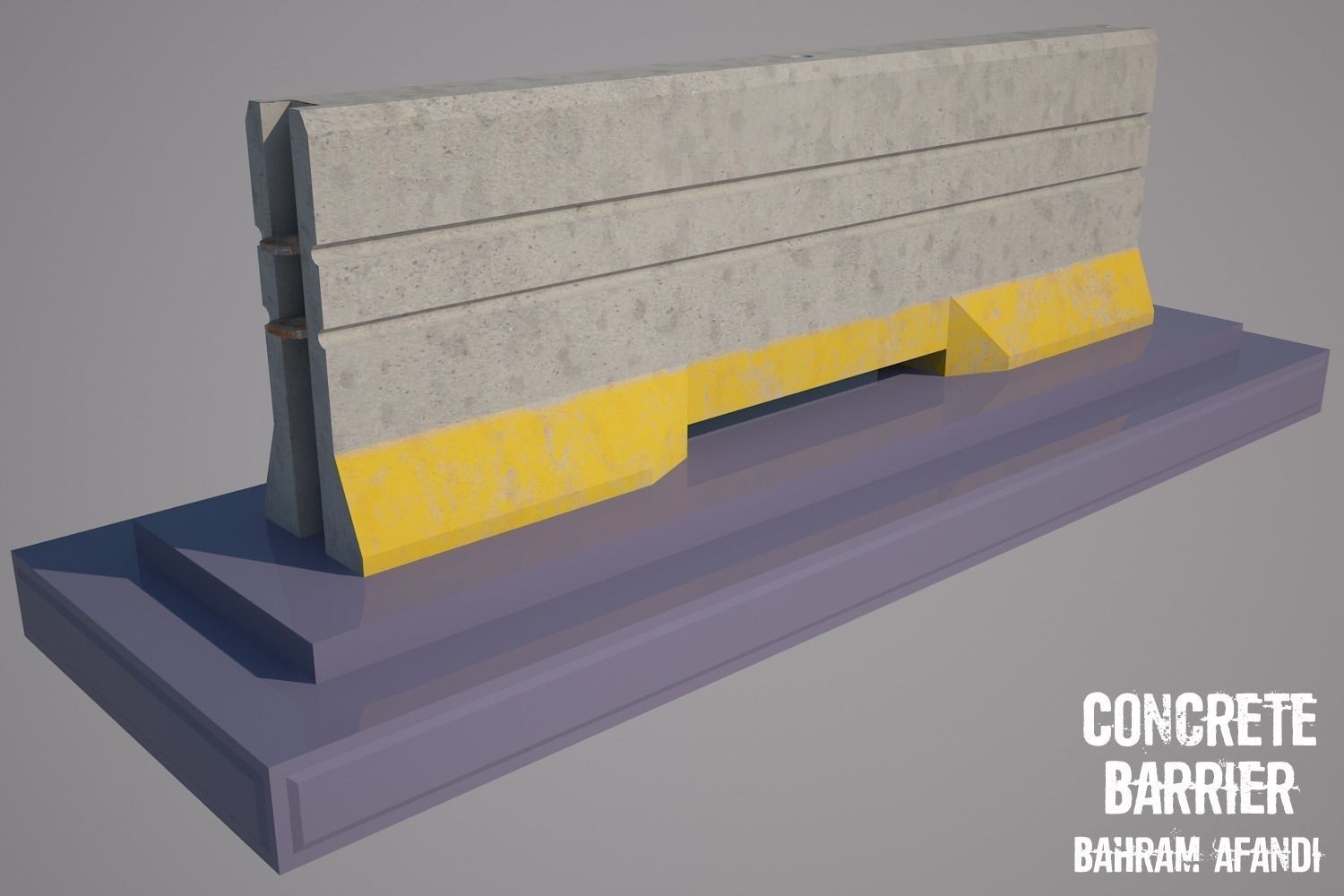 Concrete Block Barrier - Barricade 03 Low-poly 3D model