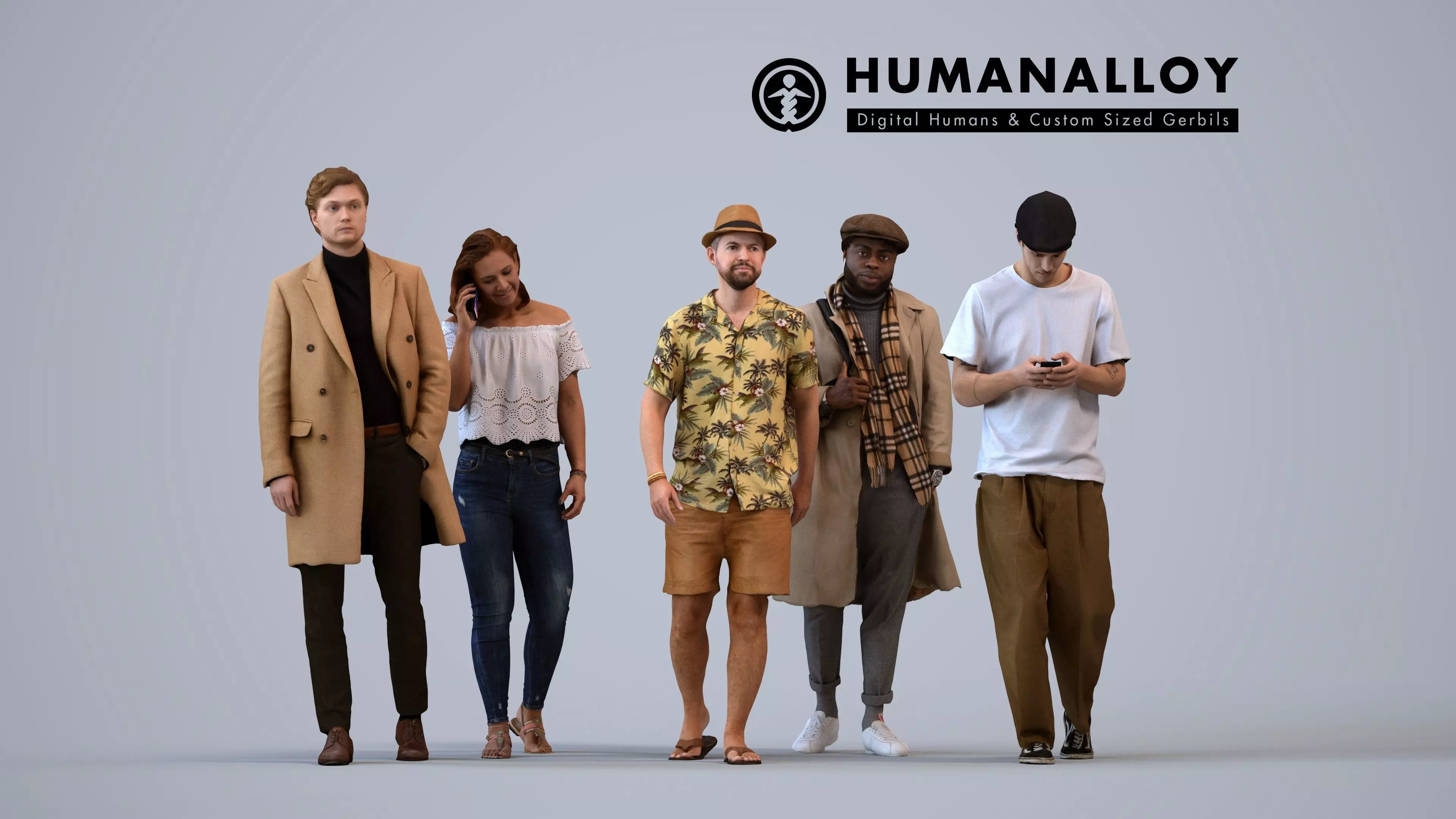 Basics0821 - A set containing 5 models of male and female 3D model