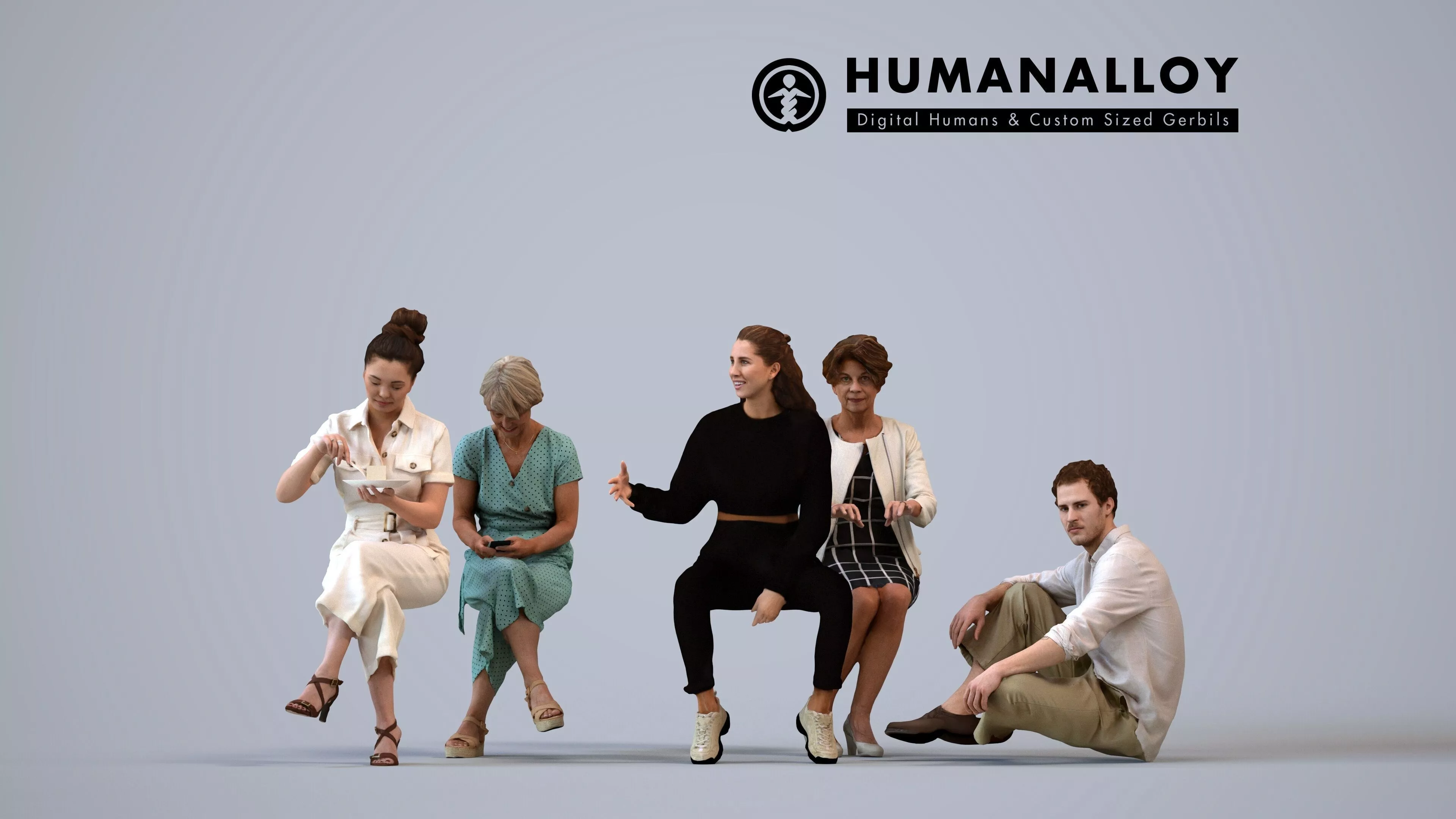 Basics0825 - A set containing 5 models of male and female 3D model
