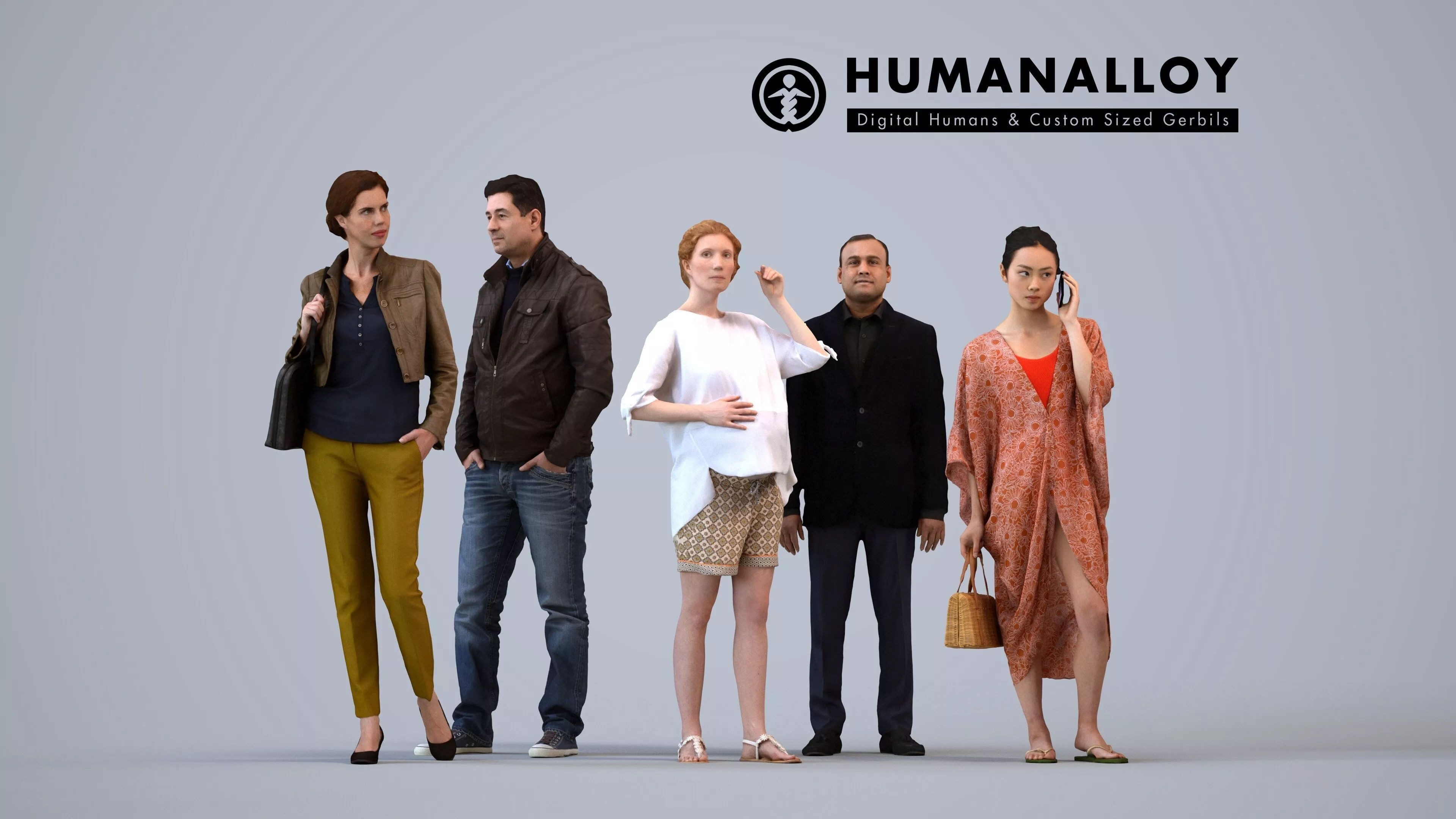 Basics0826 - A set containing 5 models of male and female 3D model