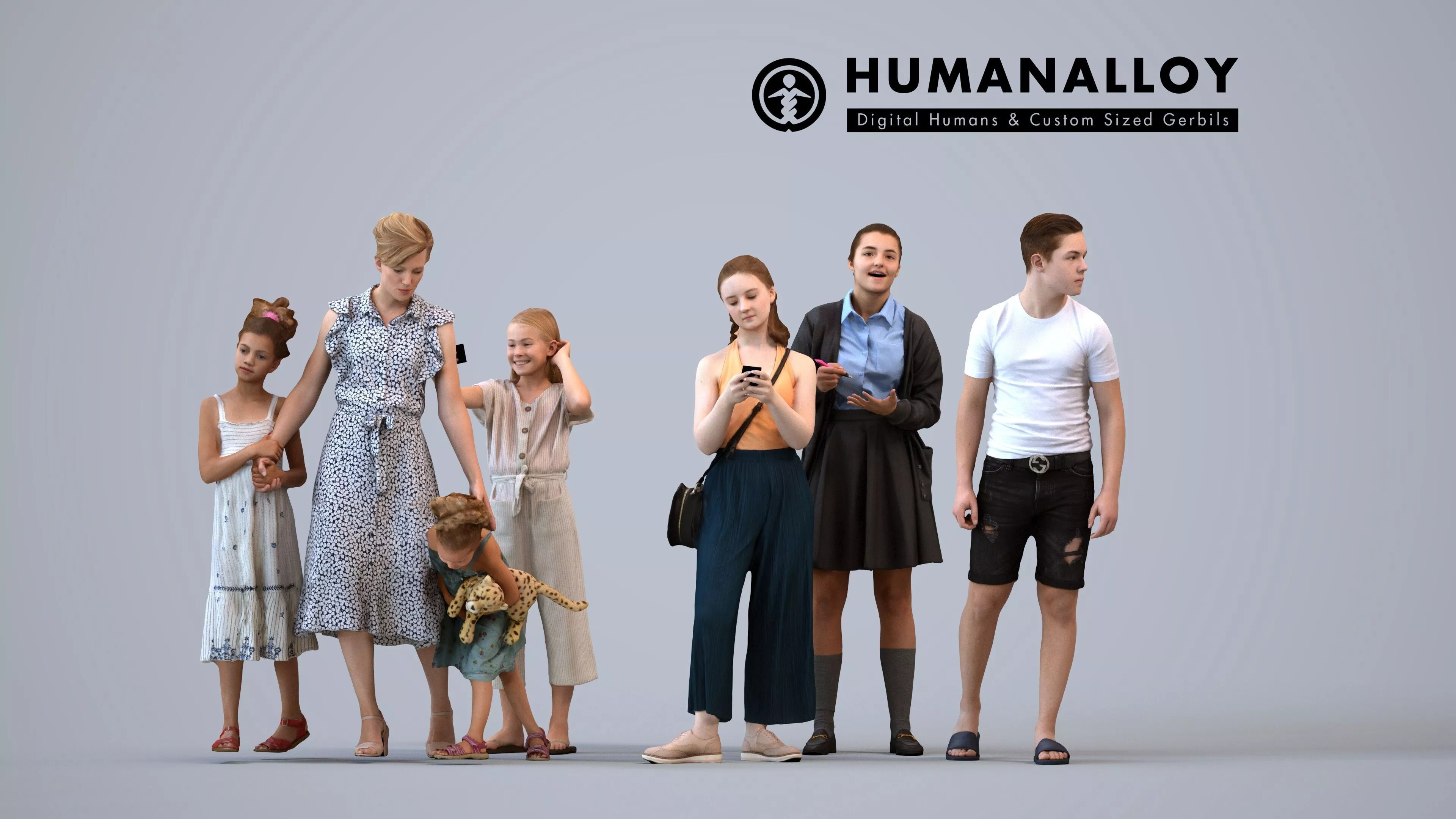 Basics0829 - A set containing 5 models of male and female teens 3D model