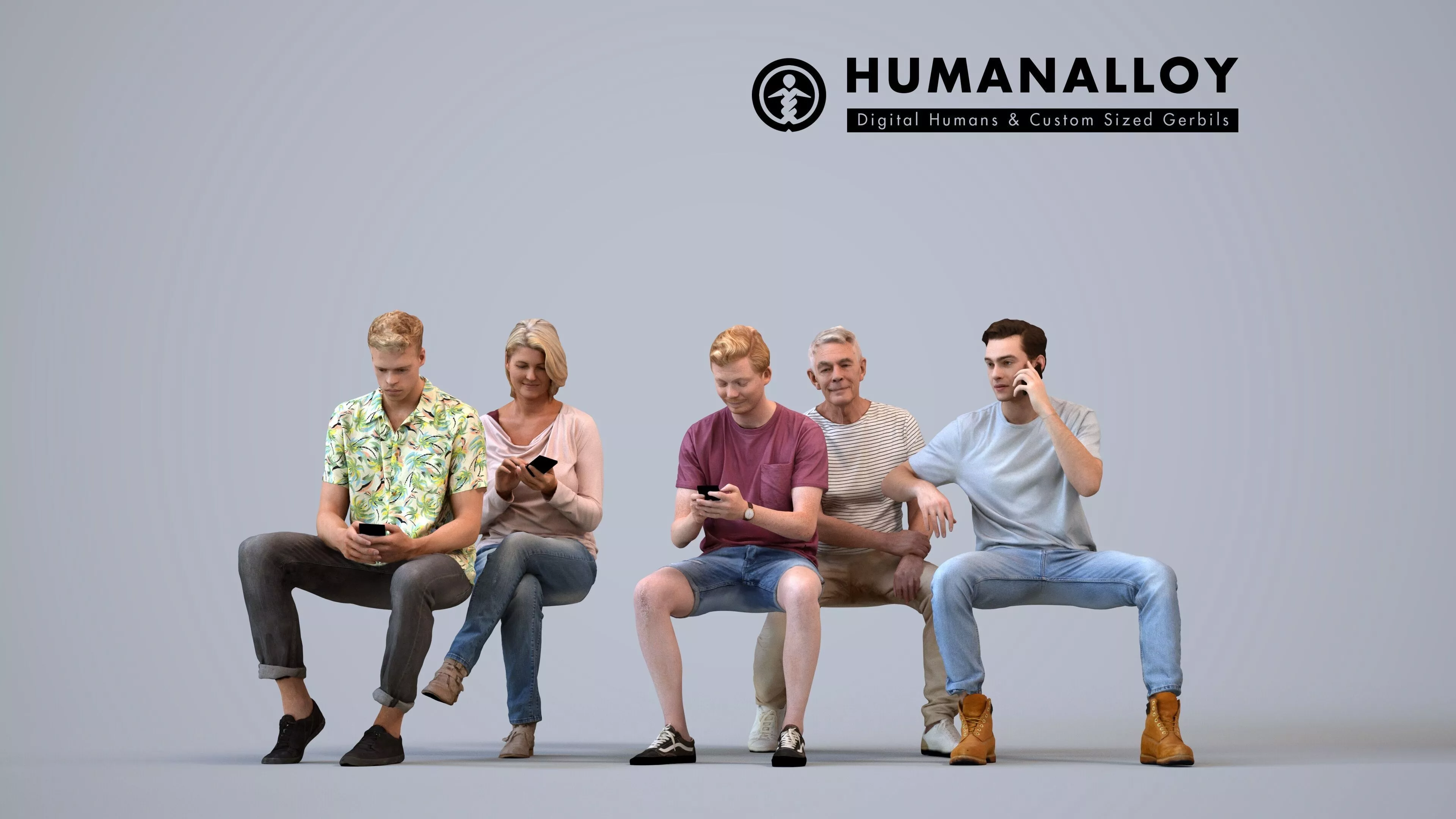 Basics0851 - A set containing 5 models of male and female 3D model