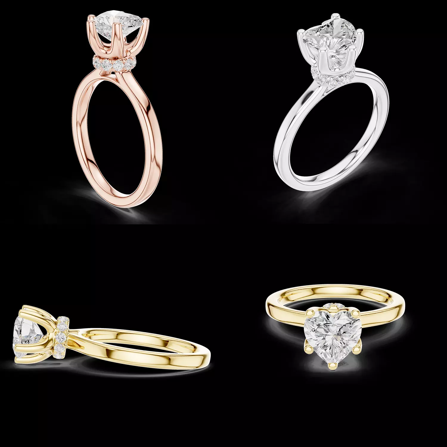 Heart Shape Solitaire Ring CAD STL 3DM Model 3D print model