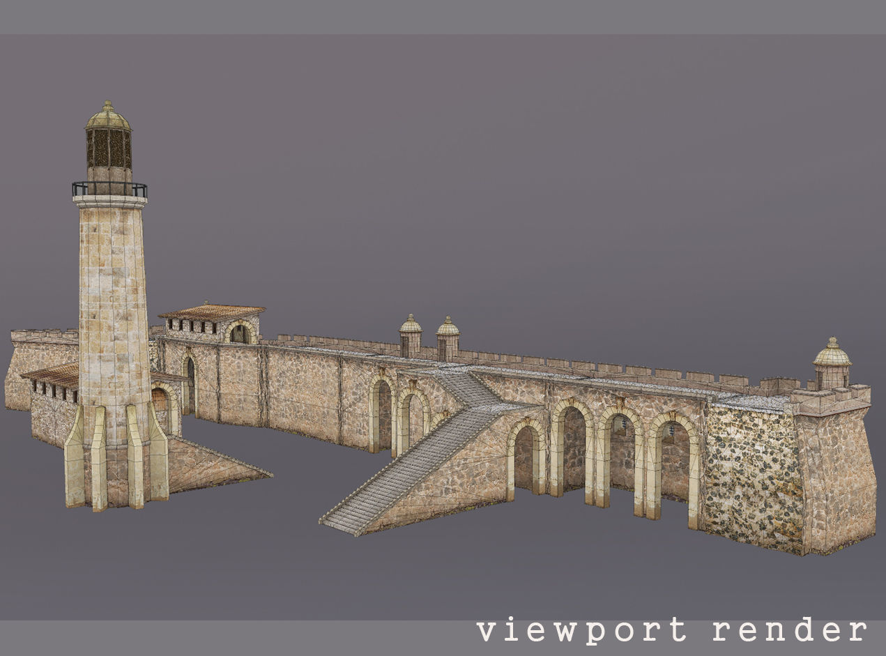 Stone Fort Constructor Low-poly 3D model_5