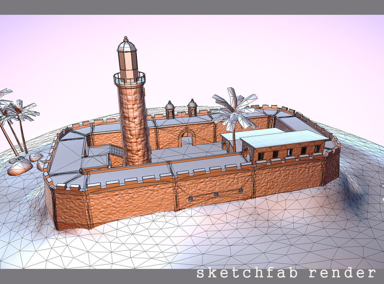 Stone Fort Constructor Low-poly 3D model_9