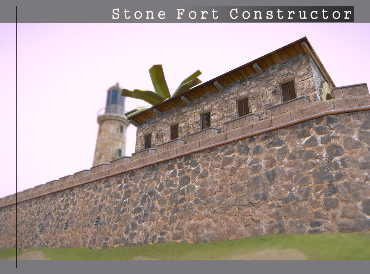 Stone Fort Constructor Low-poly 3D model_10