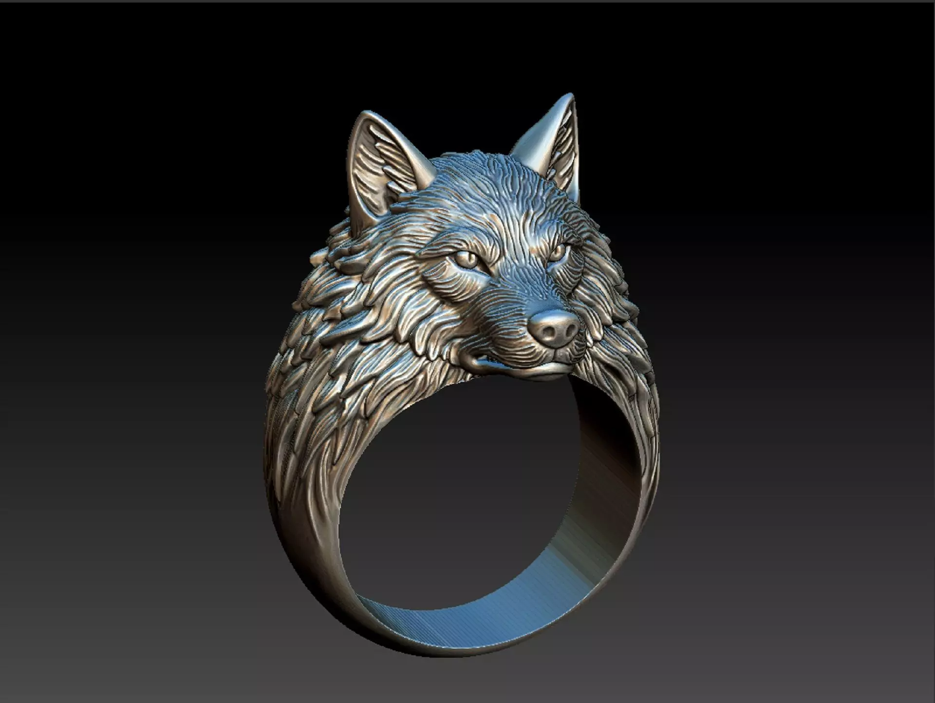 WOLF MENS RING 3D print model