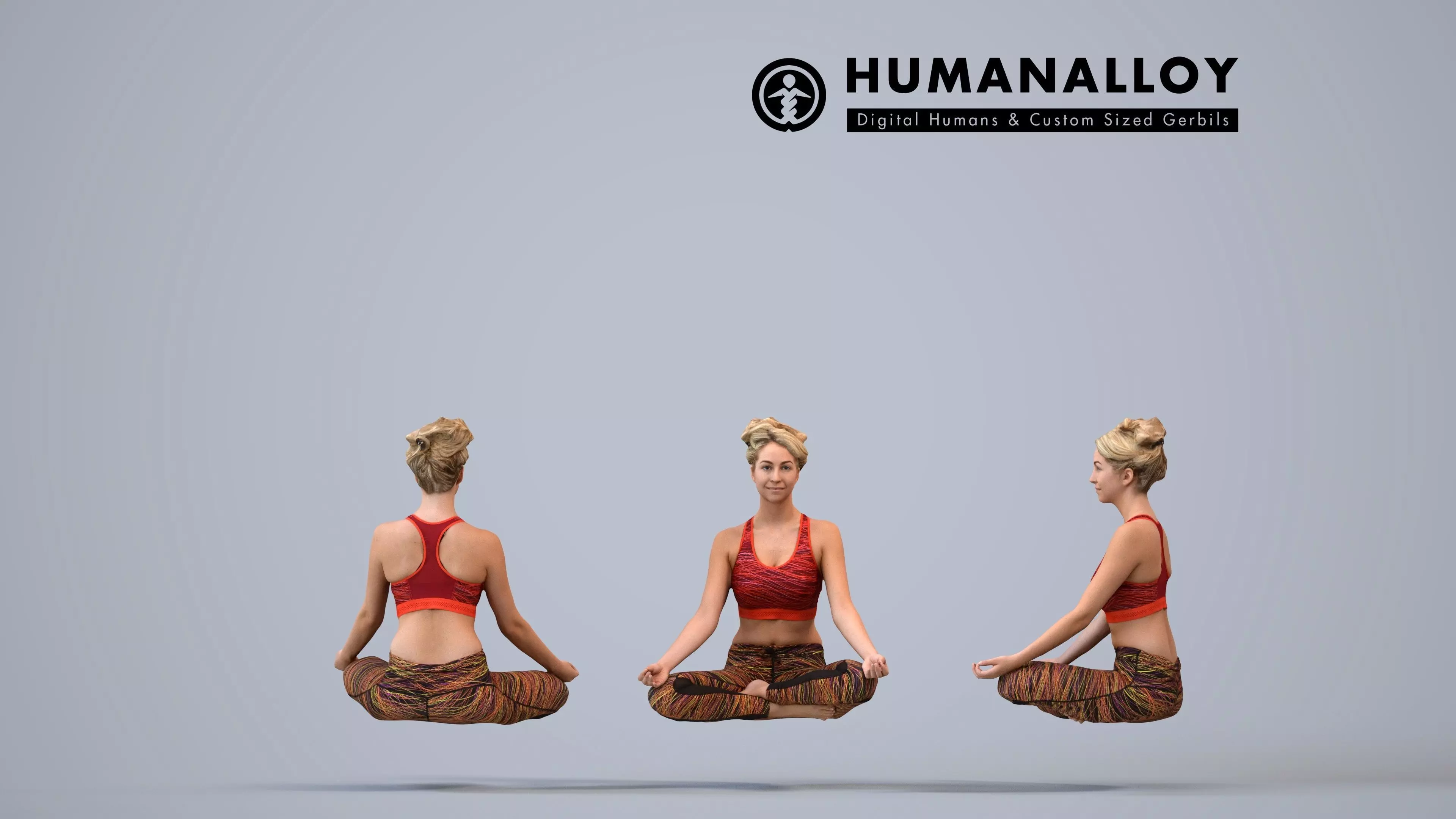 00064Maja004HN - Adult Caucasian woman in yoga pose wearing 3D model
