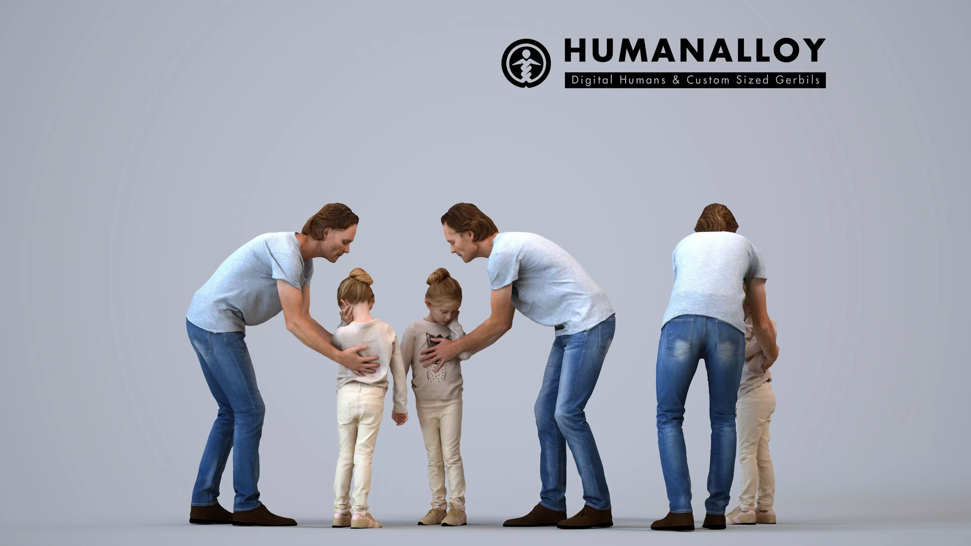 00088ChrisMaud004 - Adult Caucasian man bonding with child at 3D model