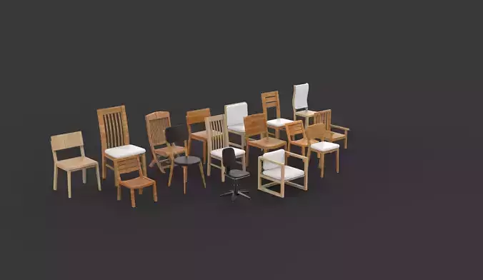 all chair set 3D model 3