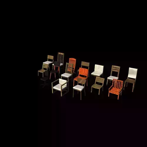 all chair set 3D model 4
