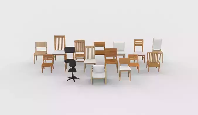 all chair set 3D model 2