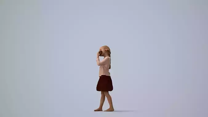 00095Maud008 - Young Caucasian woman eating at home with 3D model 2