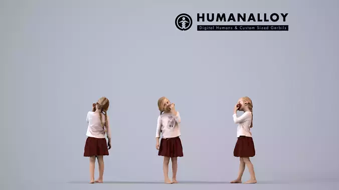 00095Maud008 - Young Caucasian woman eating at home with 3D model