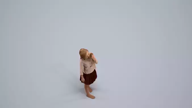 00095Maud008 - Young Caucasian woman eating at home with 3D model 5