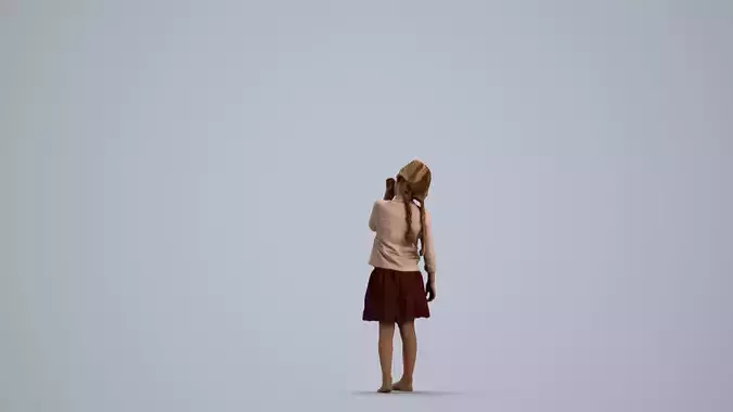 00095Maud008 - Young Caucasian woman eating at home with 3D model 3