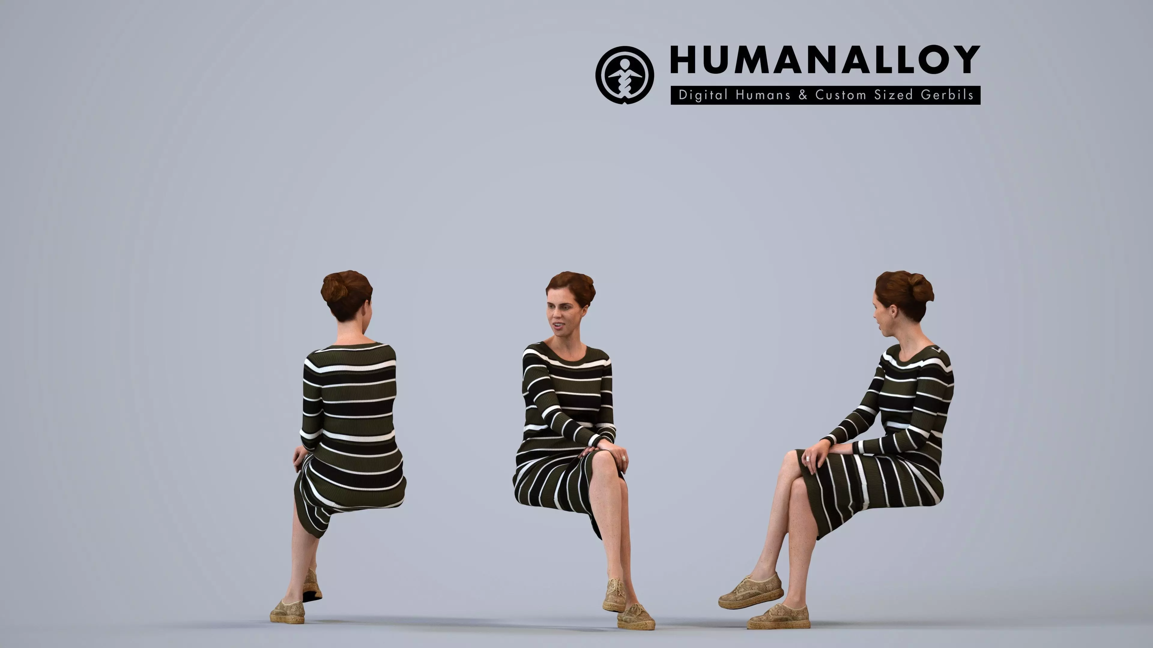 00098Anouk007 - Adult Caucasian woman relaxing at home in 3D model