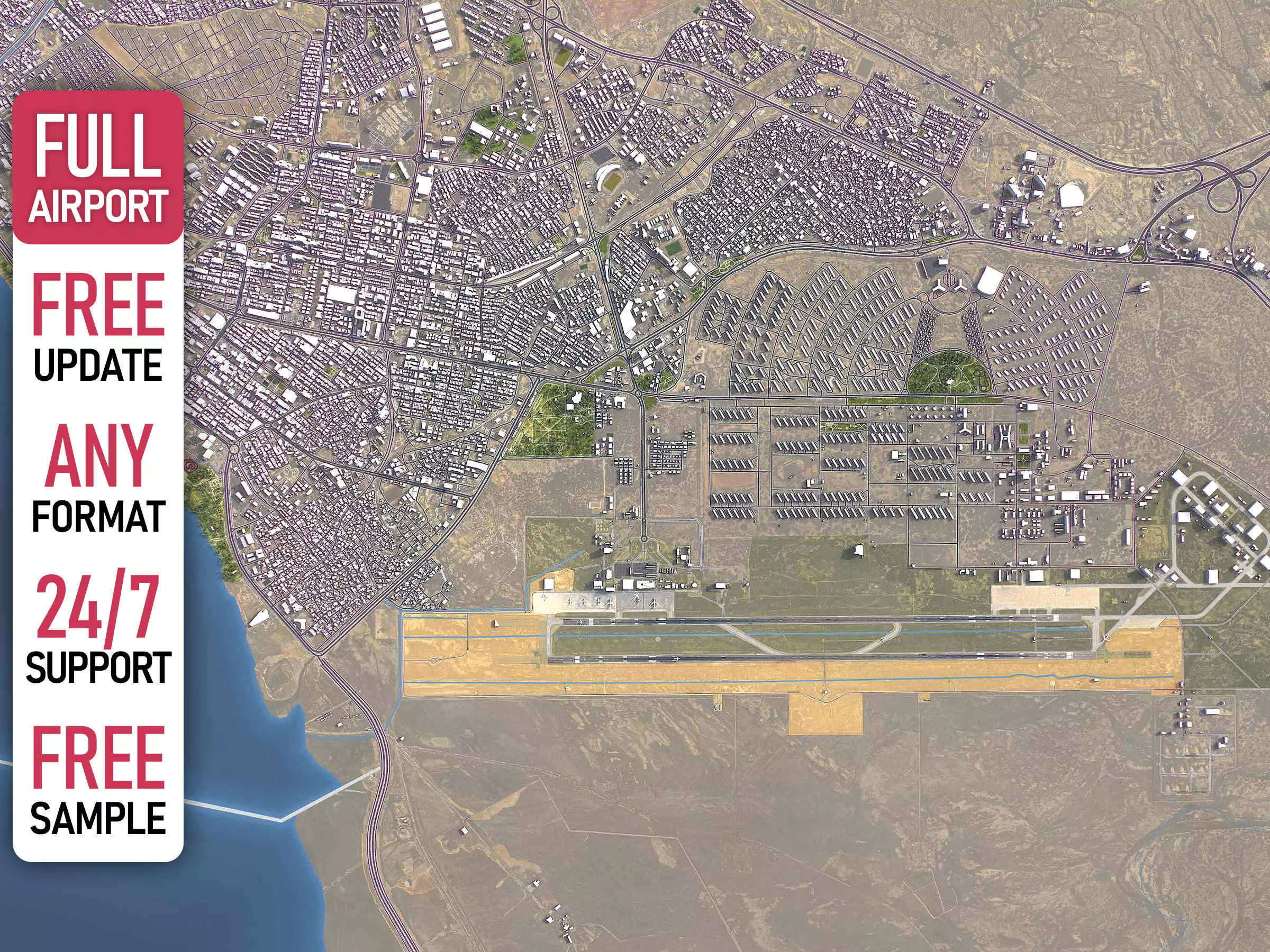 Bandar Abbas - 3D Airport Model Low-poly 3D model