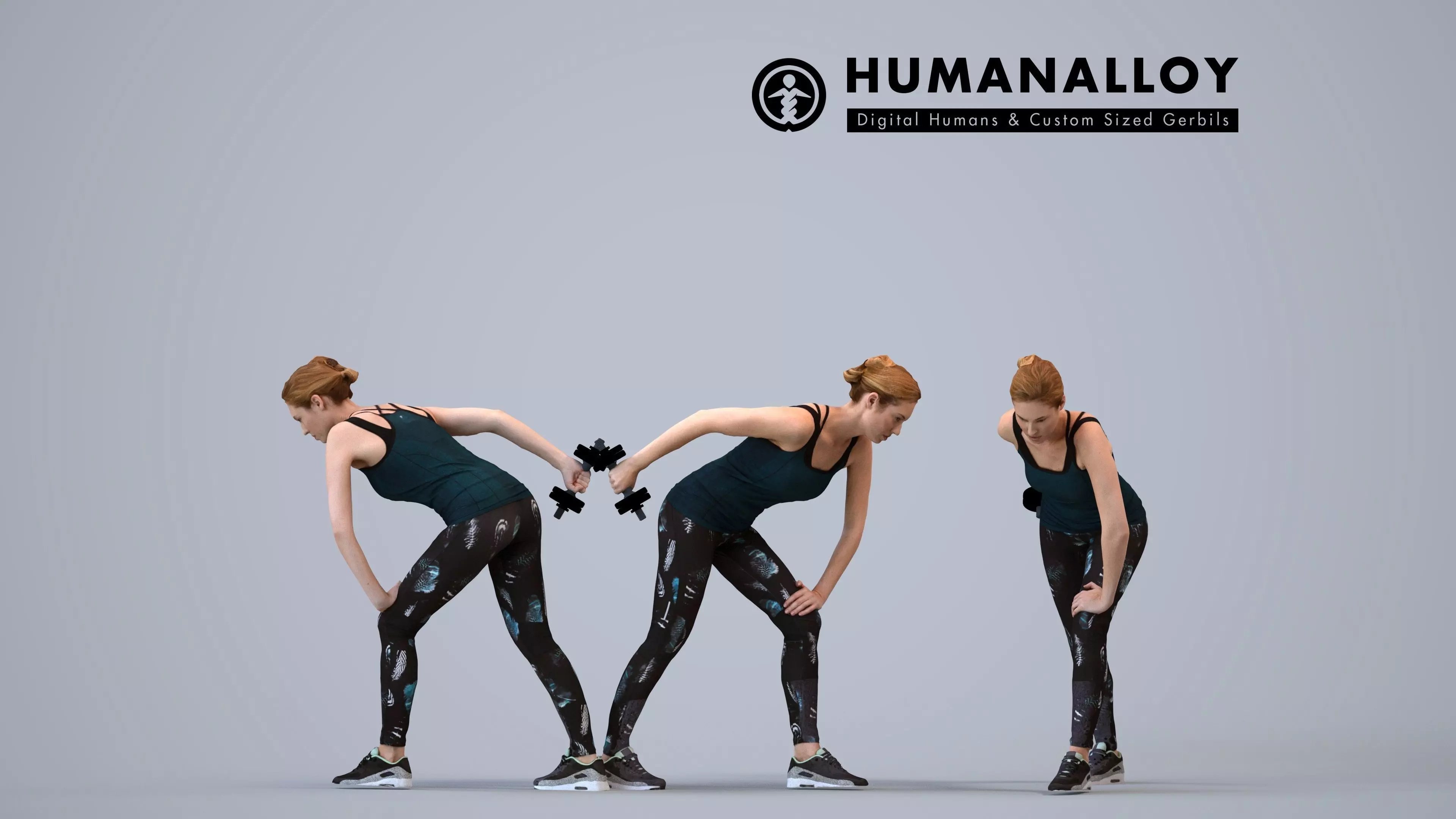 00115Halle005 - Adult Caucasian woman exercising in summer 3D model