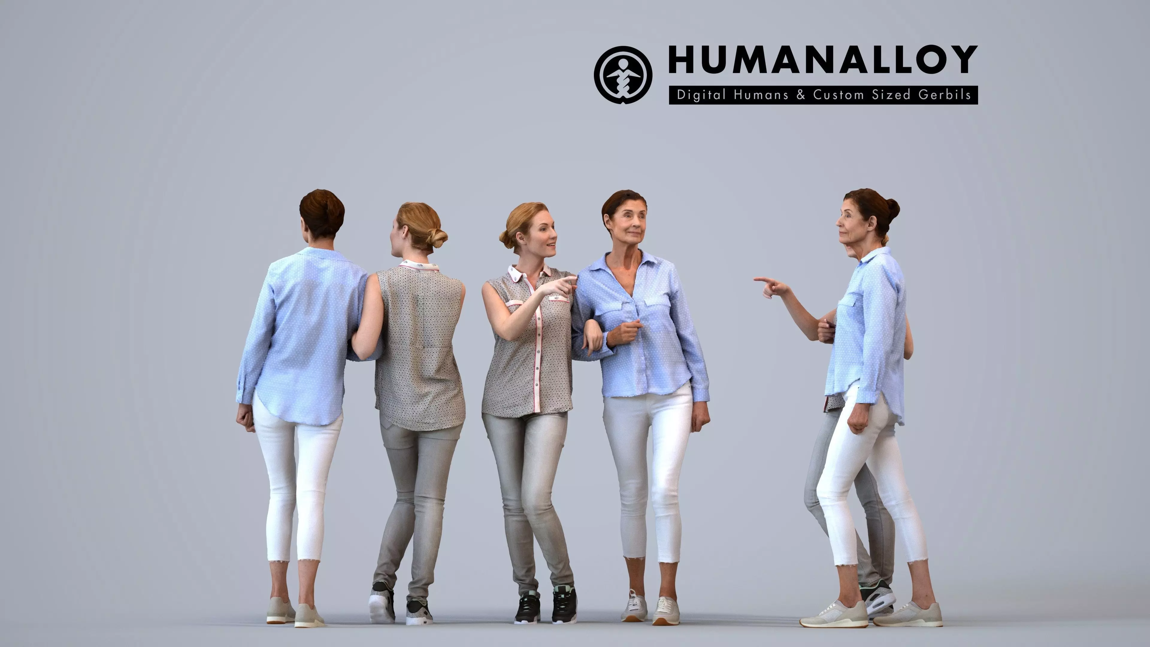 00117Halle006 - Adult Caucasian woman talking in public wearing 3D model