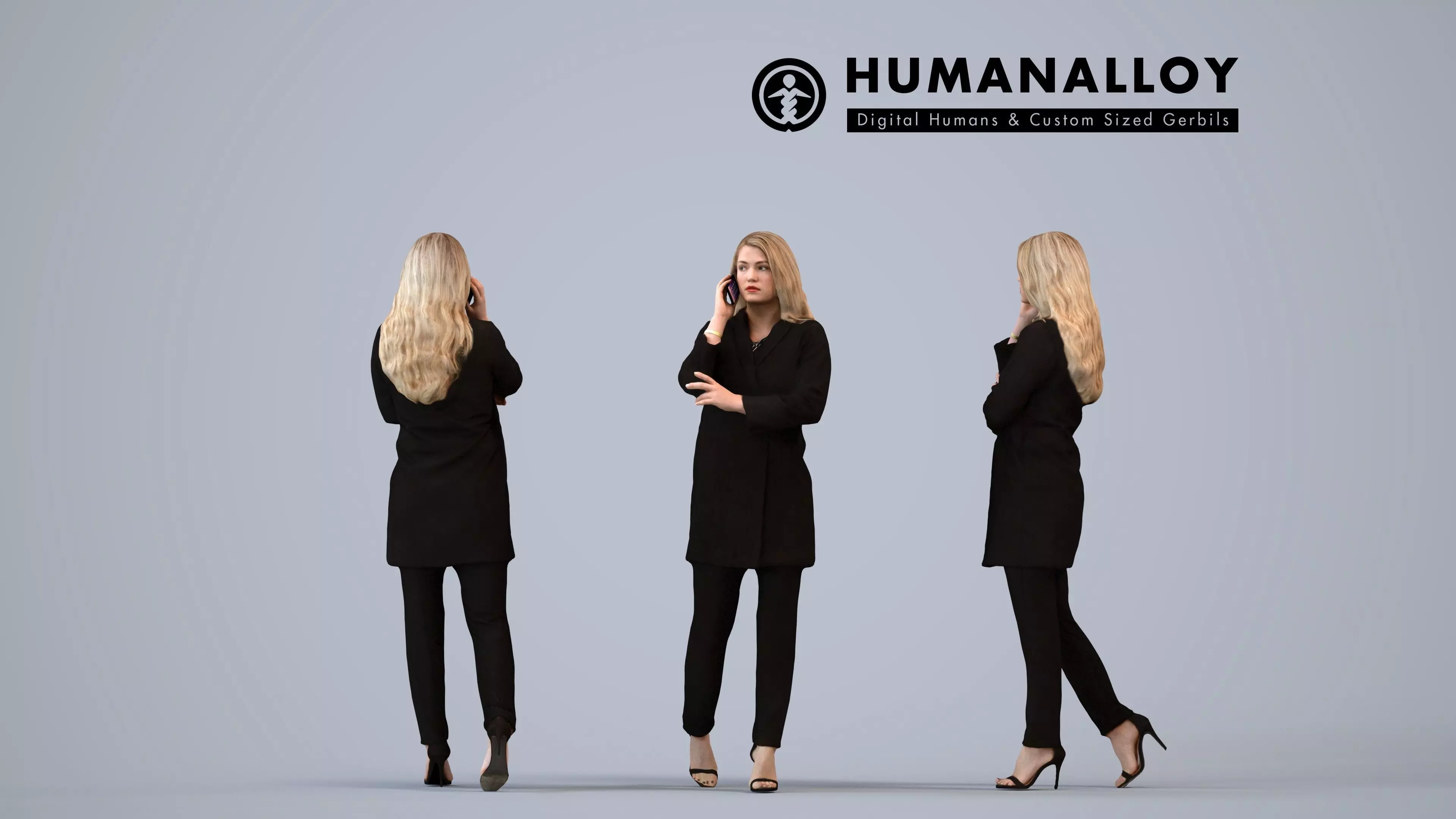 00122Kiera004 - Adult Caucasian woman walking while calling in 3D model