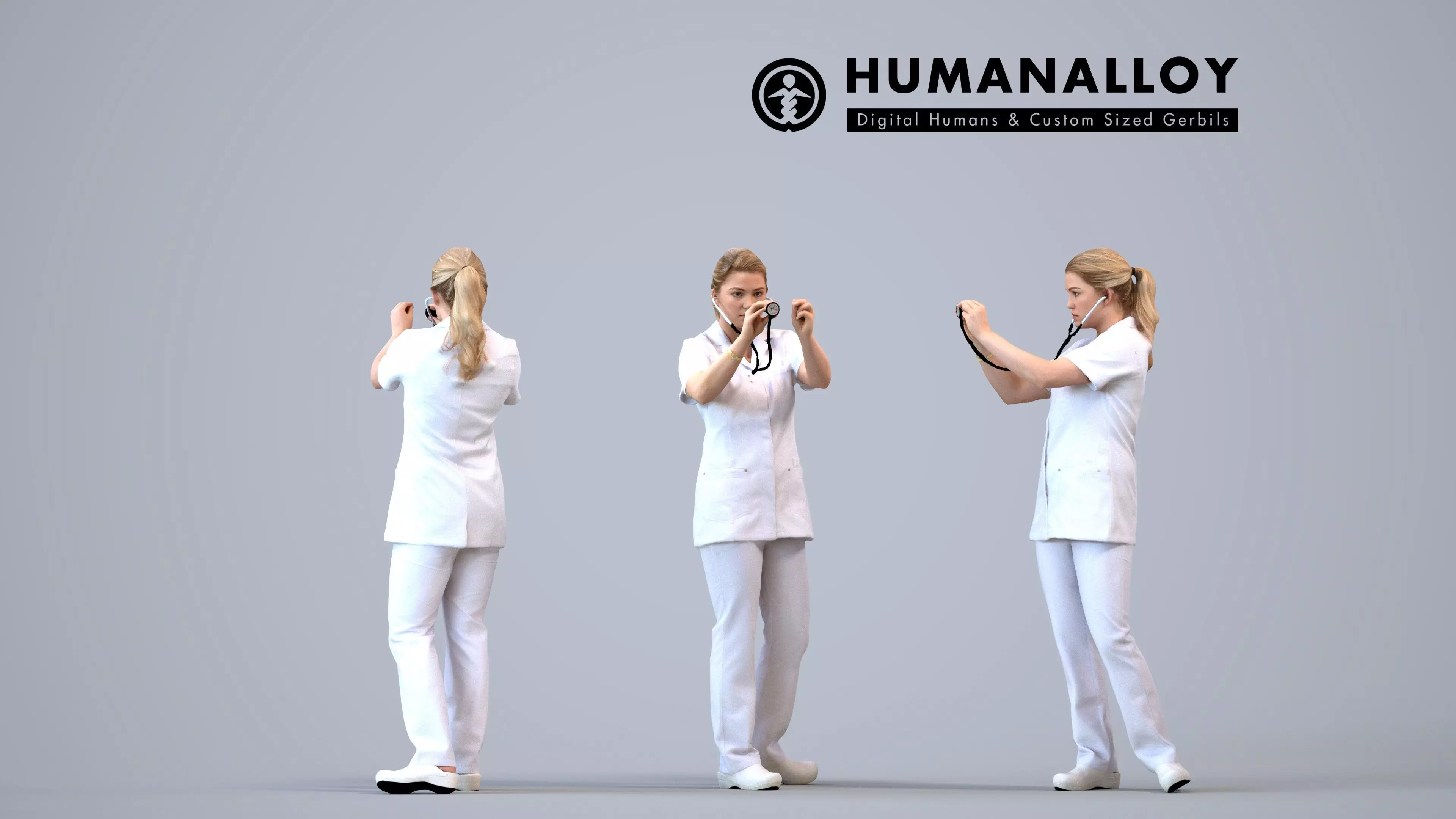 00130Kiera003 - Adult Caucasian woman waiting in medical 3D model