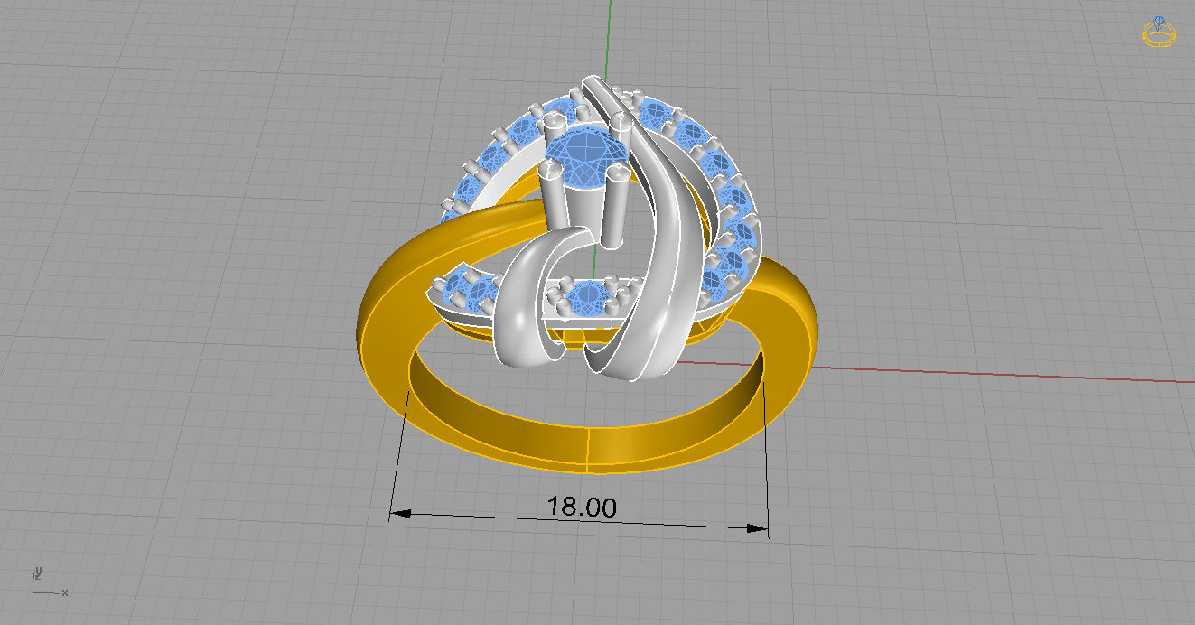 nice ring with yellow gold 3D print model_4