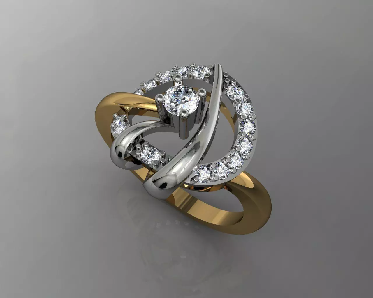 nice ring with yellow gold 3D print model_0