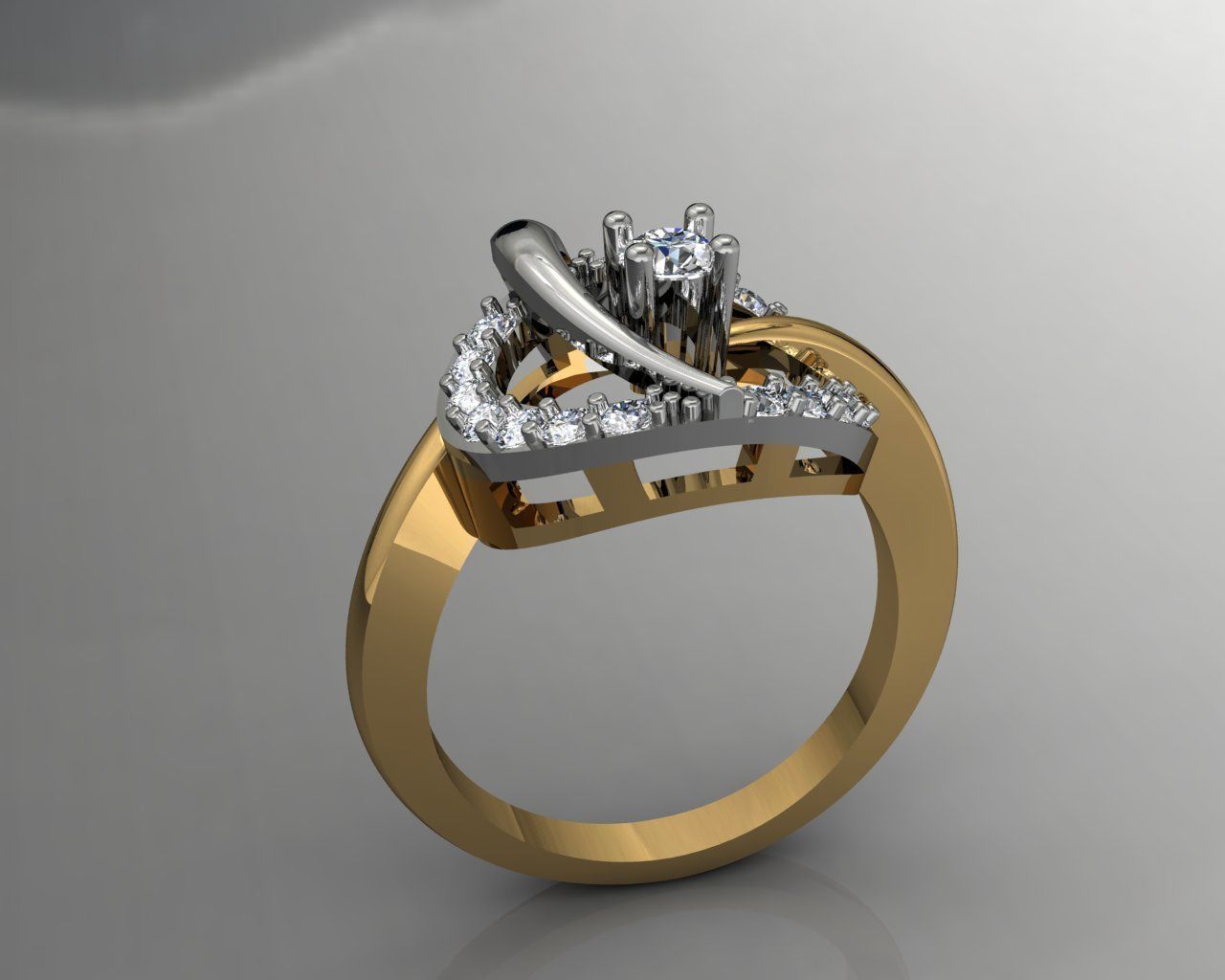 nice ring with yellow gold 3D print model_3