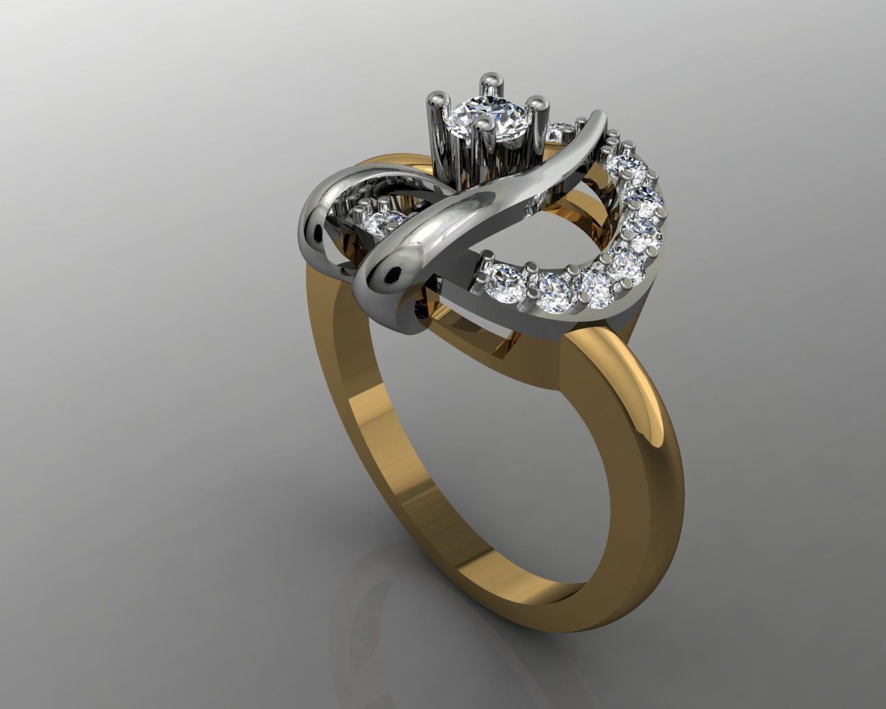 nice ring with yellow gold 3D print model_2