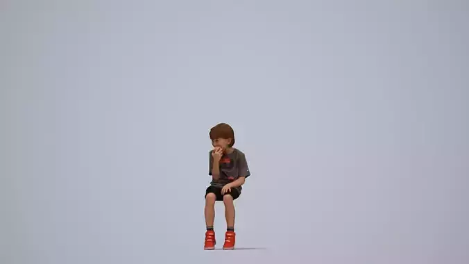 00161Silvester001 - Young Caucasian boy sitting casually eating 3D model 6