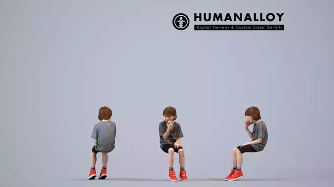 00161Silvester001 - Young Caucasian boy sitting casually eating 3D model