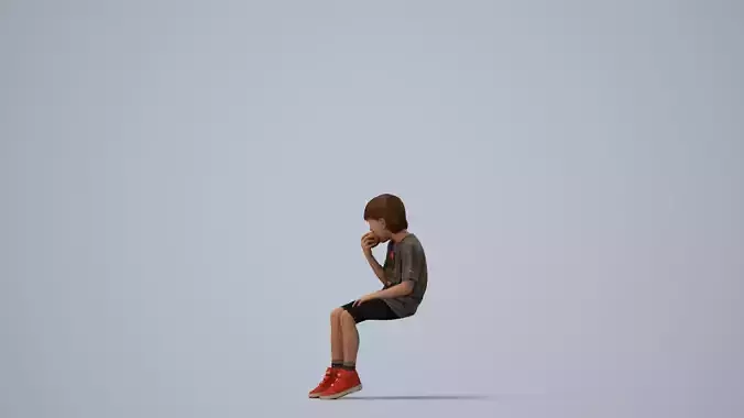 00161Silvester001 - Young Caucasian boy sitting casually eating 3D model 2