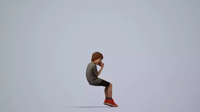 00161Silvester001 - Young Caucasian boy sitting casually eating 3D model 4