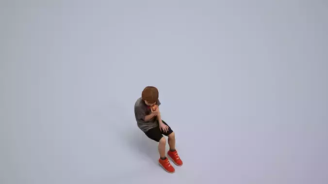 00161Silvester001 - Young Caucasian boy sitting casually eating 3D model 5